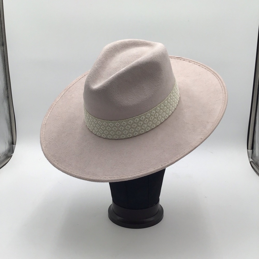 ASN Beige/Cream Felt Western  Hat w/ Banded w/ Floral Interior Lining Size Med